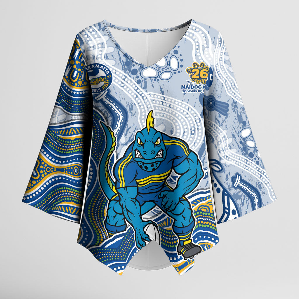 Parramatta Eels NAIDOC Week 2026 Kimono Sleeve Blouse First Nations of Australia Aboriginal Mascot Rugby