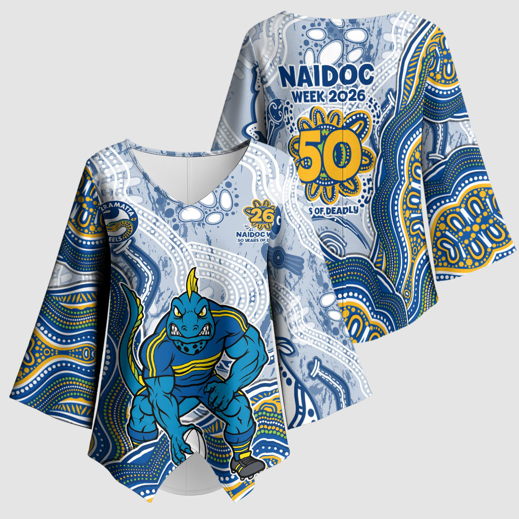 Parramatta Eels NAIDOC Week 2026 Kimono Sleeve Blouse First Nations of Australia Aboriginal Mascot Rugby