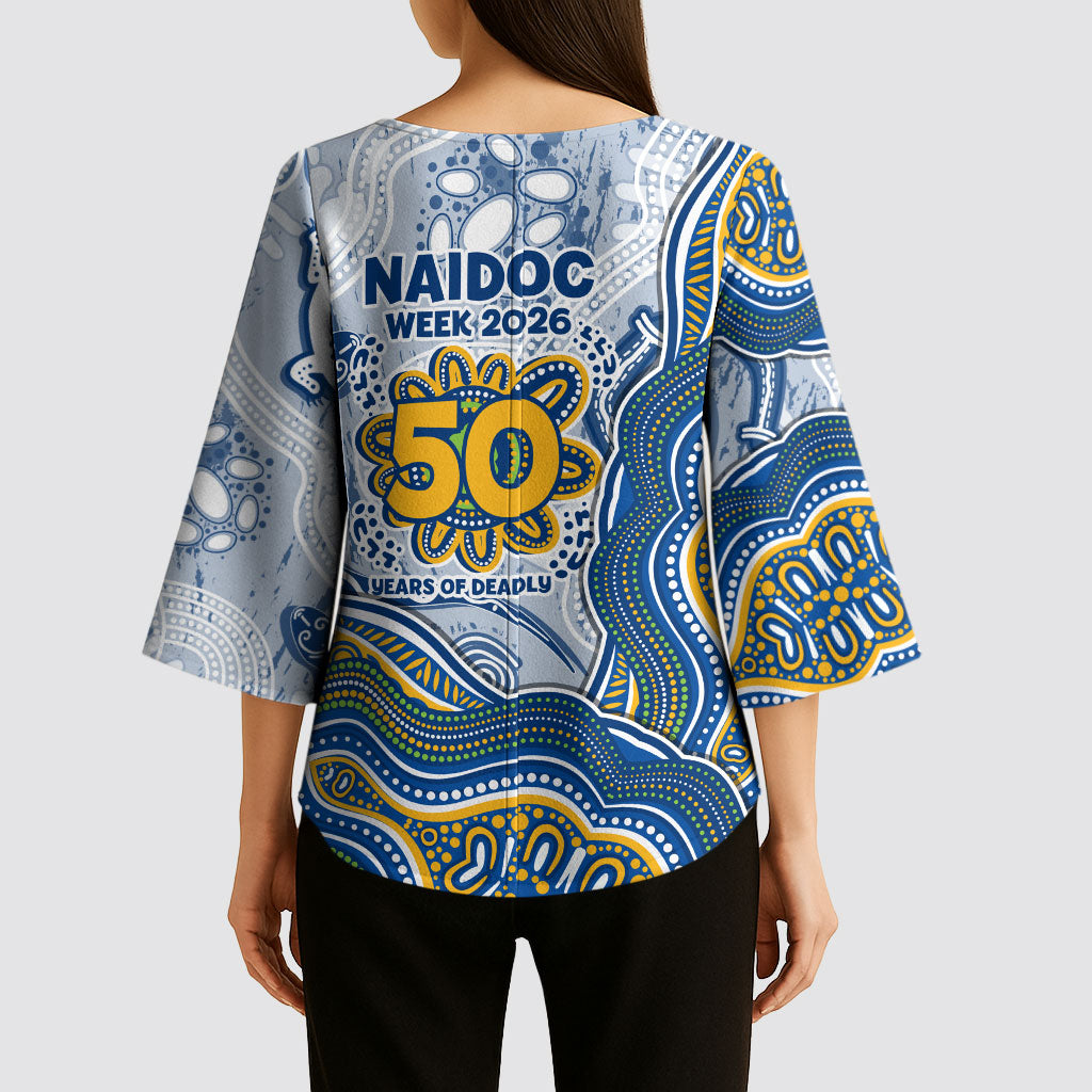 Parramatta Eels NAIDOC Week 2026 Kimono Sleeve Blouse First Nations of Australia Aboriginal Mascot Rugby