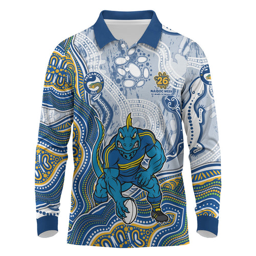 Parramatta Eels NAIDOC Week 2026 Long Sleeve Polo Shirt First Nations of Australia Aboriginal Mascot Rugby
