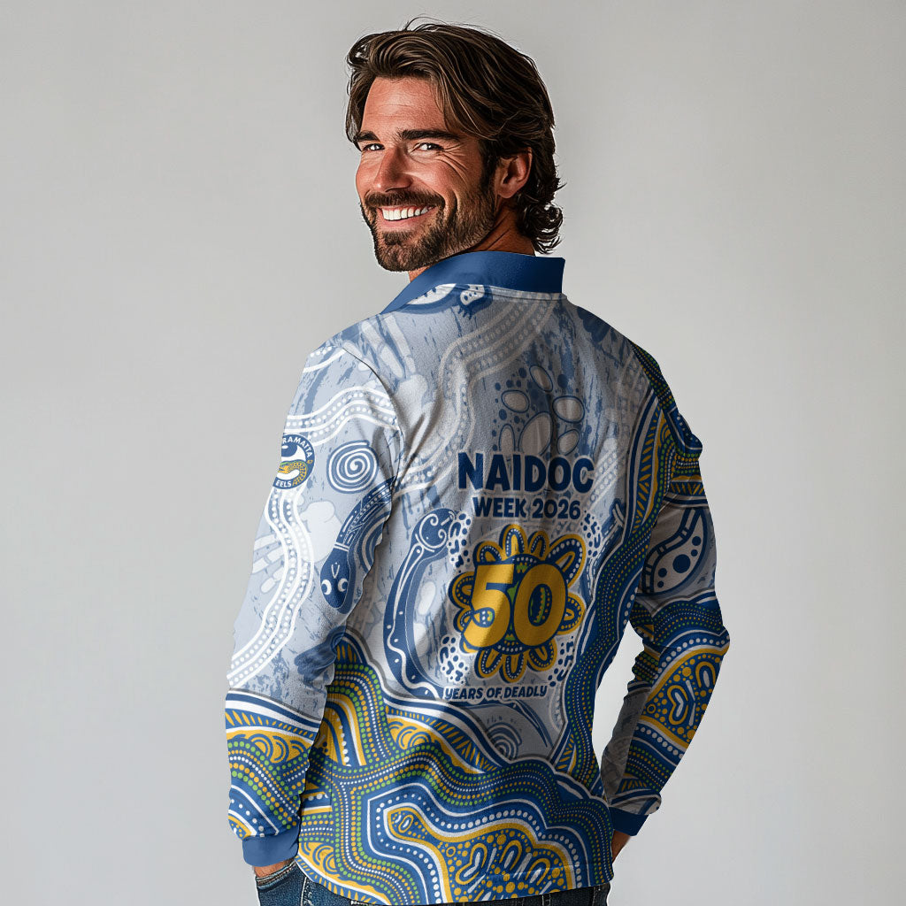 Parramatta Eels NAIDOC Week 2026 Long Sleeve Polo Shirt First Nations of Australia Aboriginal Mascot Rugby