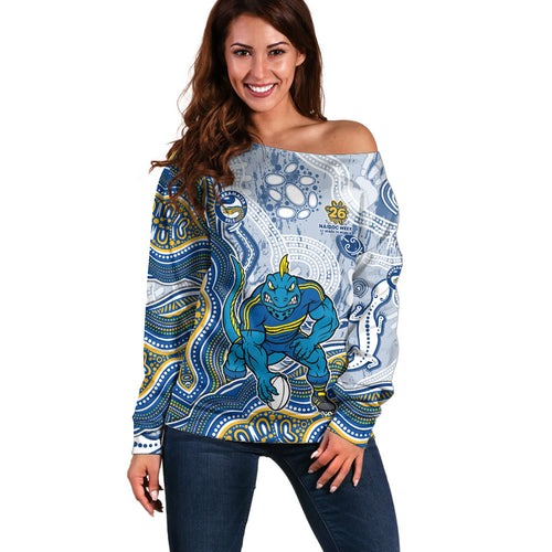 Parramatta Eels NAIDOC Week 2026 Off Shoulder Sweater First Nations of Australia Aboriginal Mascot Rugby