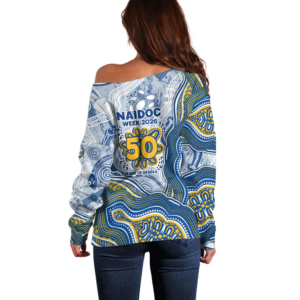 Parramatta Eels NAIDOC Week 2026 Off Shoulder Sweater First Nations of Australia Aboriginal Mascot Rugby