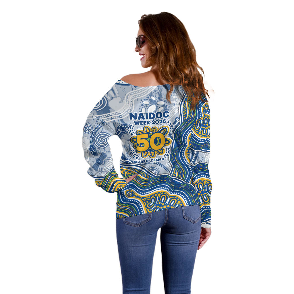 Parramatta Eels NAIDOC Week 2026 Off Shoulder Sweater First Nations of Australia Aboriginal Mascot Rugby