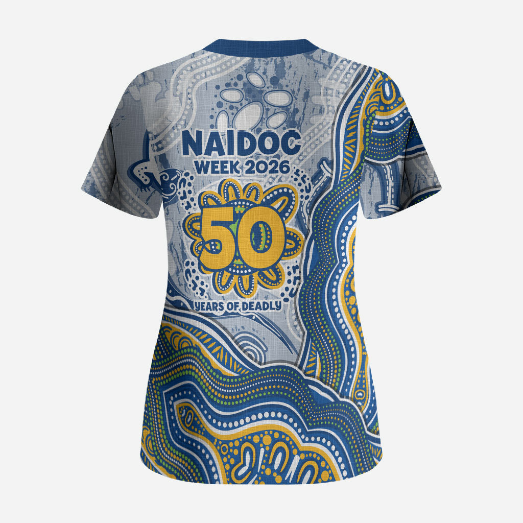 Parramatta Eels NAIDOC Week 2026 Scrub Top First Nations of Australia Aboriginal Mascot Rugby