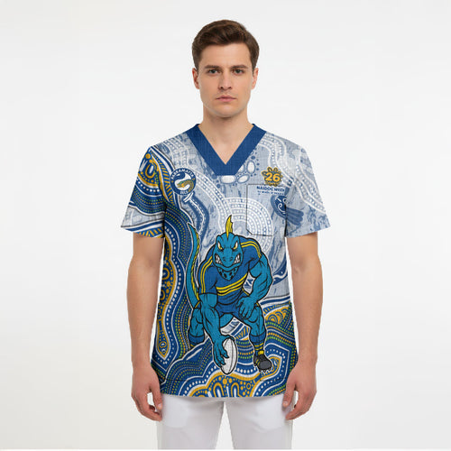 Parramatta Eels NAIDOC Week 2026 Scrub Top First Nations of Australia Aboriginal Mascot Rugby
