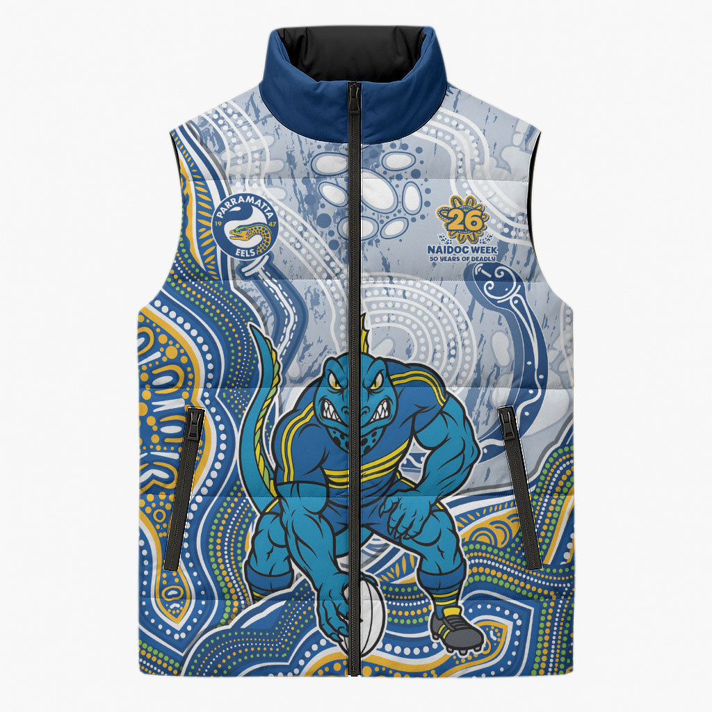Parramatta Eels NAIDOC Week 2026 Sleeveless Puffer Jacket First Nations of Australia Aboriginal Mascot Rugby