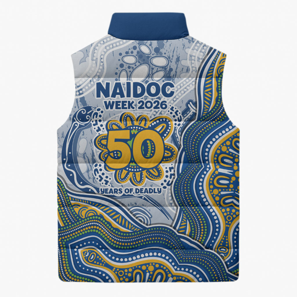 Parramatta Eels NAIDOC Week 2026 Sleeveless Puffer Jacket First Nations of Australia Aboriginal Mascot Rugby
