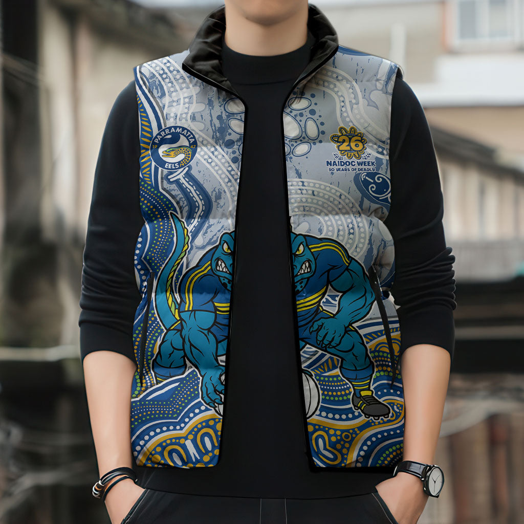 Parramatta Eels NAIDOC Week 2026 Sleeveless Puffer Jacket First Nations of Australia Aboriginal Mascot Rugby