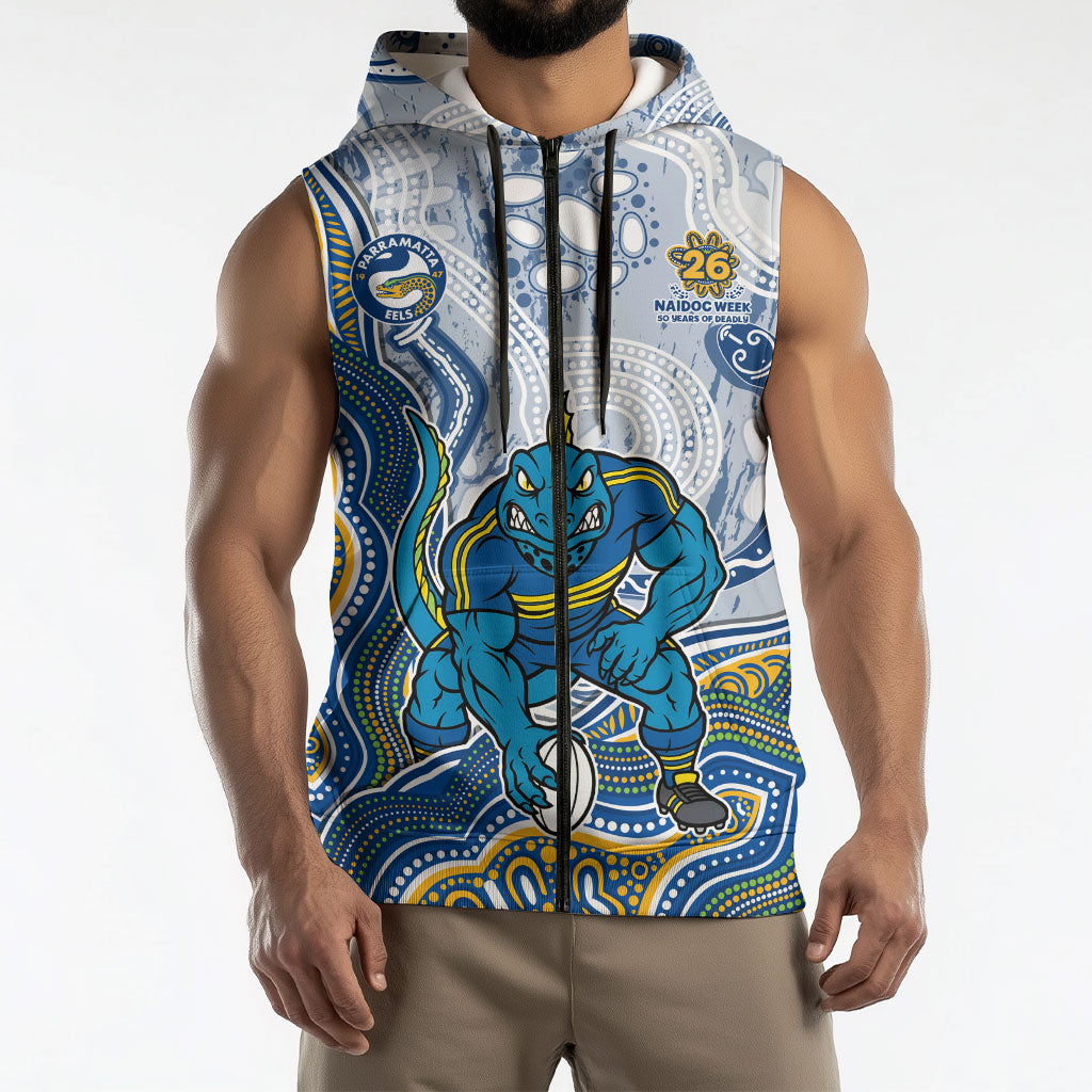 Parramatta Eels NAIDOC Week 2026 Sleeveless Zip Hoodie First Nations of Australia Aboriginal Mascot Rugby