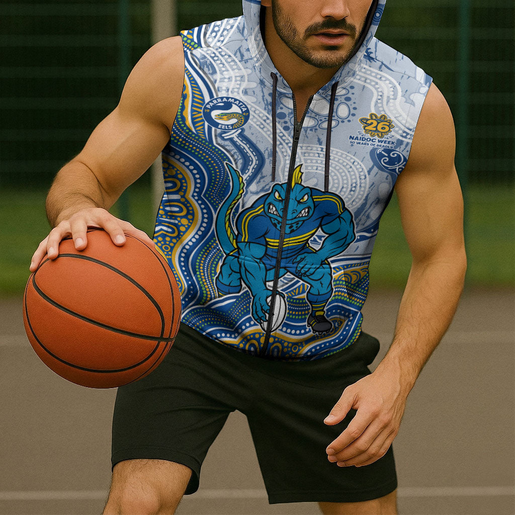 Parramatta Eels NAIDOC Week 2026 Sleeveless Zip Hoodie First Nations of Australia Aboriginal Mascot Rugby
