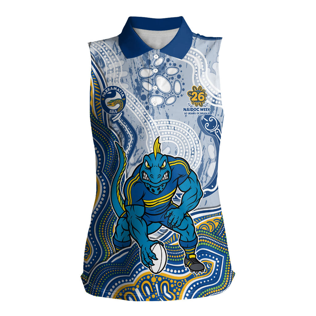 Parramatta Eels NAIDOC Week 2026 Women Sleeveless Polo Shirt First Nations of Australia Aboriginal Mascot Rugby