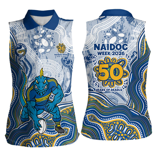 Parramatta Eels NAIDOC Week 2026 Women Sleeveless Polo Shirt First Nations of Australia Aboriginal Mascot Rugby
