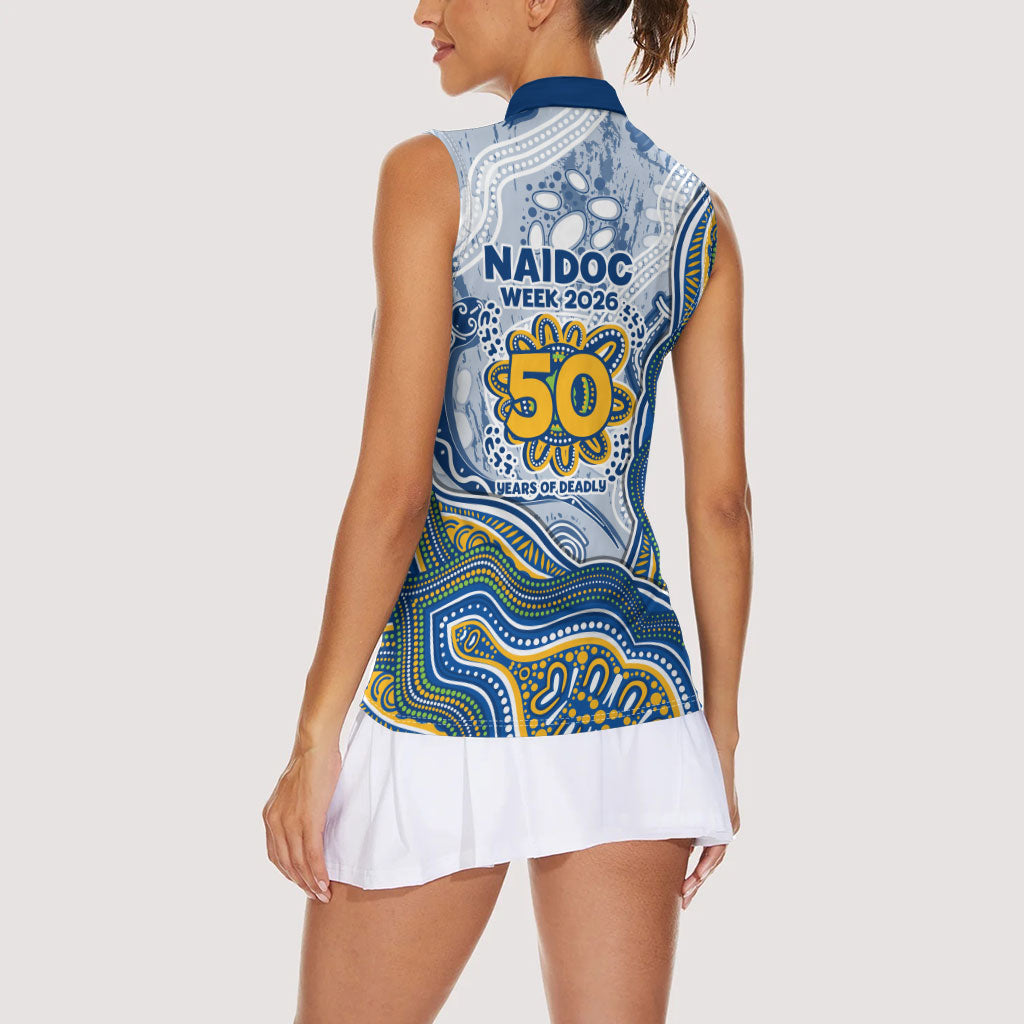 Parramatta Eels NAIDOC Week 2026 Women Sleeveless Polo Shirt First Nations of Australia Aboriginal Mascot Rugby