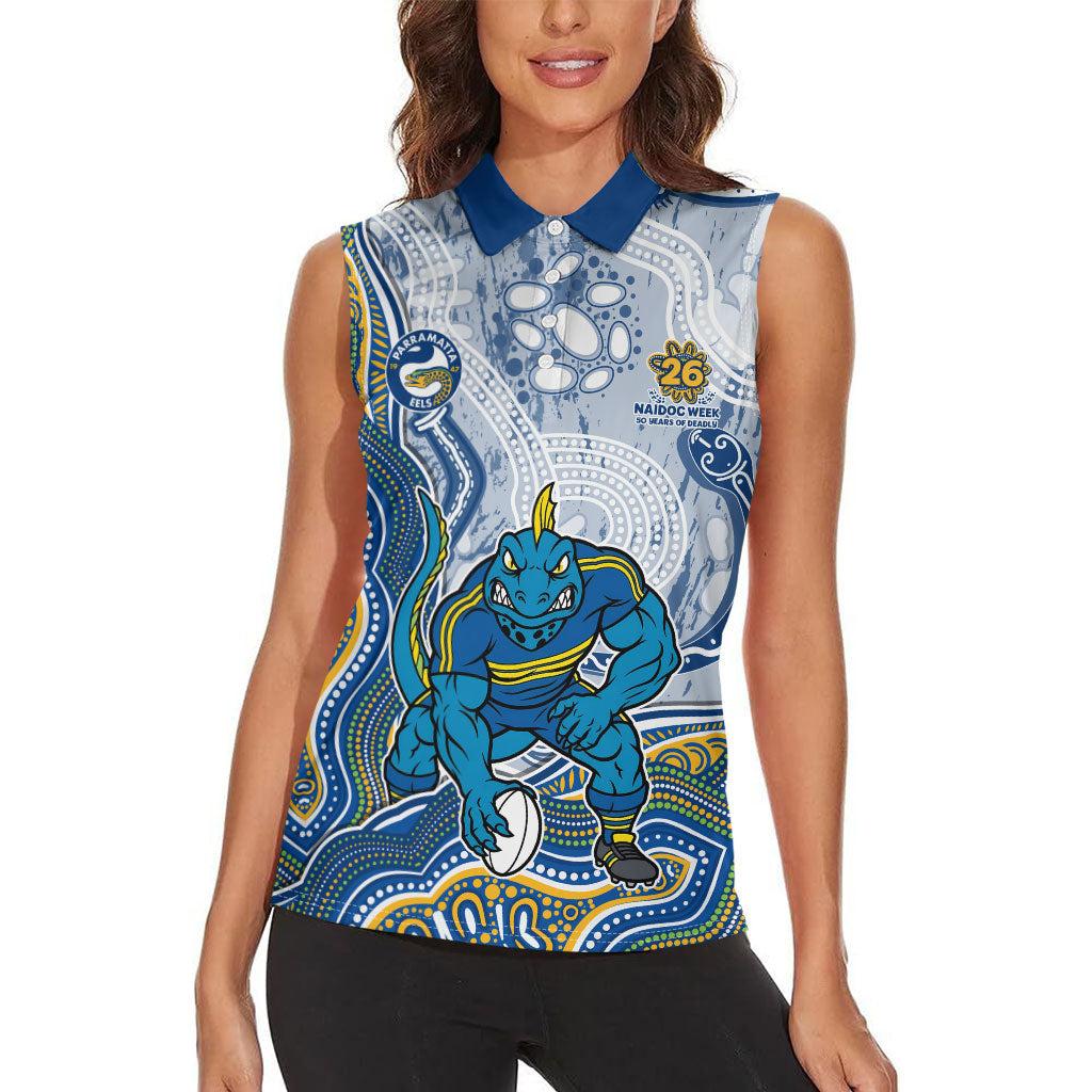 Parramatta Eels NAIDOC Week 2026 Women Sleeveless Polo Shirt First Nations of Australia Aboriginal Mascot Rugby