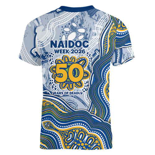 Parramatta Eels NAIDOC Week 2026 Women V-Neck T-Shirt First Nations of Australia Aboriginal Mascot Rugby