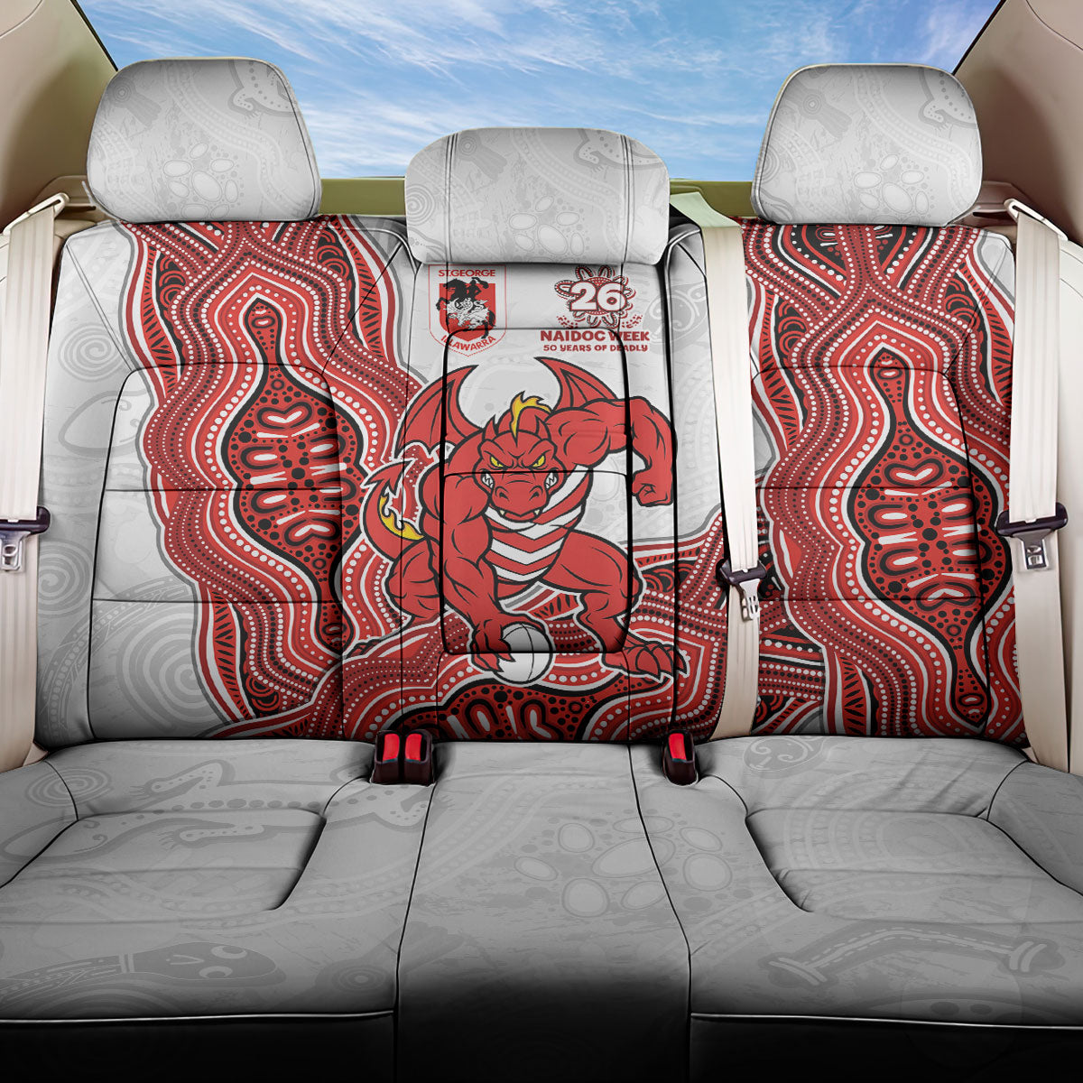 St. George Illawarra Dragons NAIDOC Week 2026 Back Car Seat Cover First Nations of Australia Aboriginal Mascot Rugby