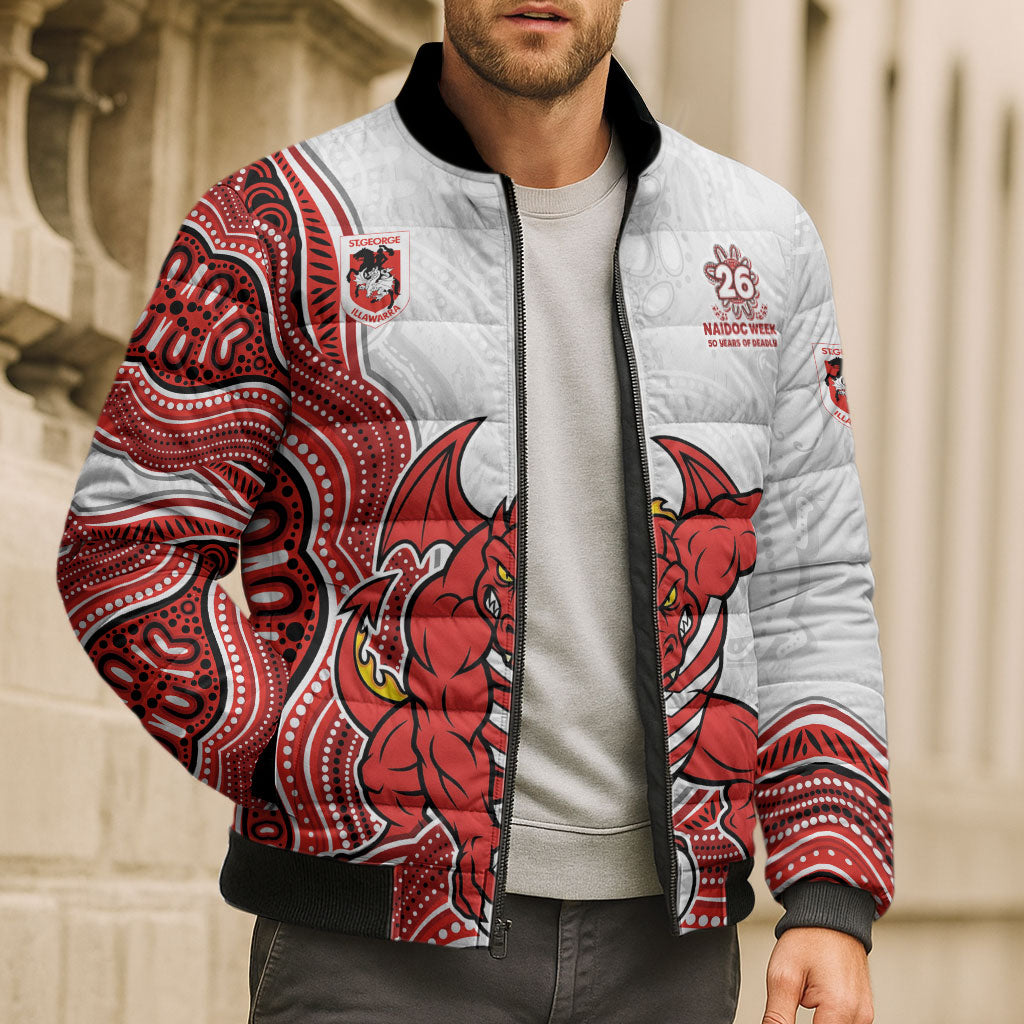 St. George Illawarra Dragons NAIDOC Week 2026 Bomber Puffer Jacket First Nations of Australia Aboriginal Mascot Rugby