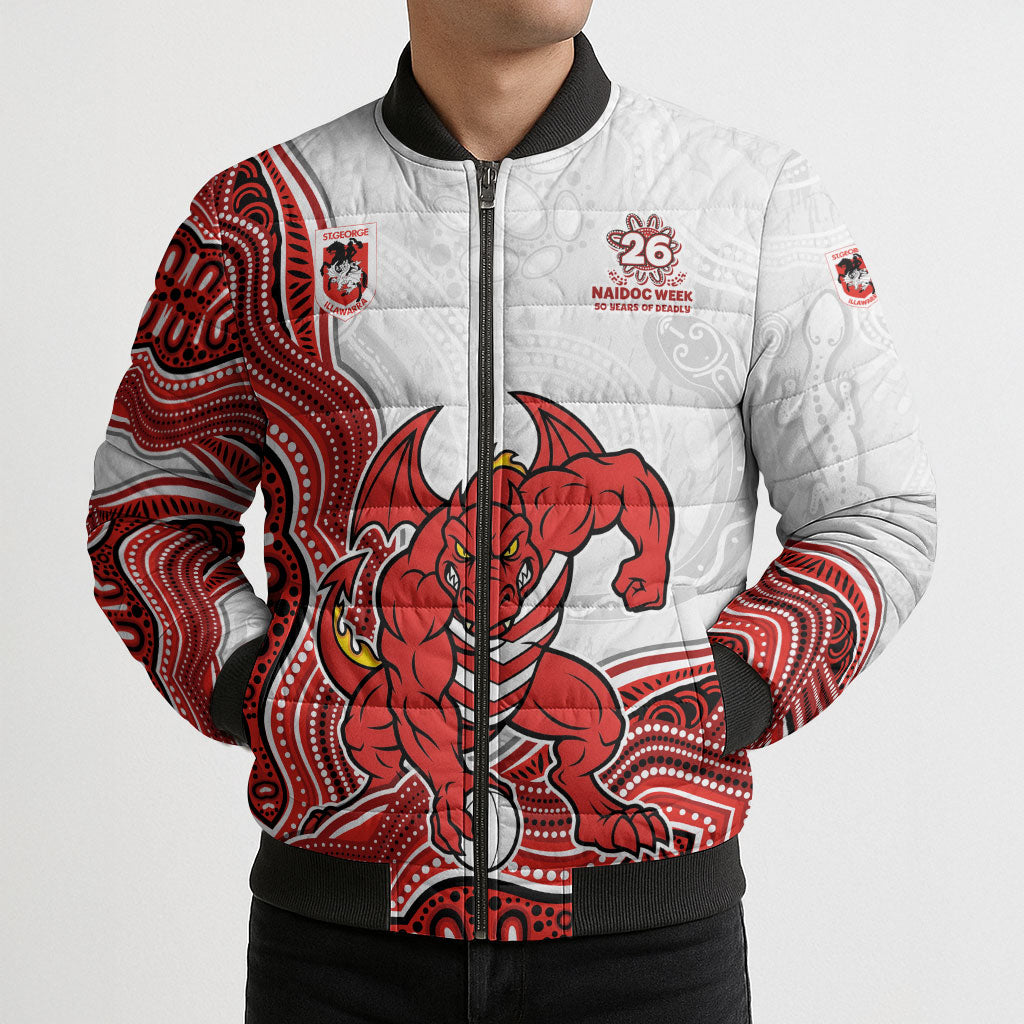 St. George Illawarra Dragons NAIDOC Week 2026 Bomber Puffer Jacket First Nations of Australia Aboriginal Mascot Rugby