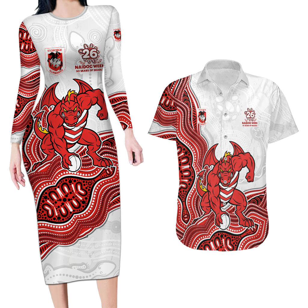 St. George Illawarra Dragons NAIDOC Week 2026 Couples Matching Long Sleeve Bodycon Dress and Hawaiian Shirt First Nations of Australia Aboriginal Mascot Rugby