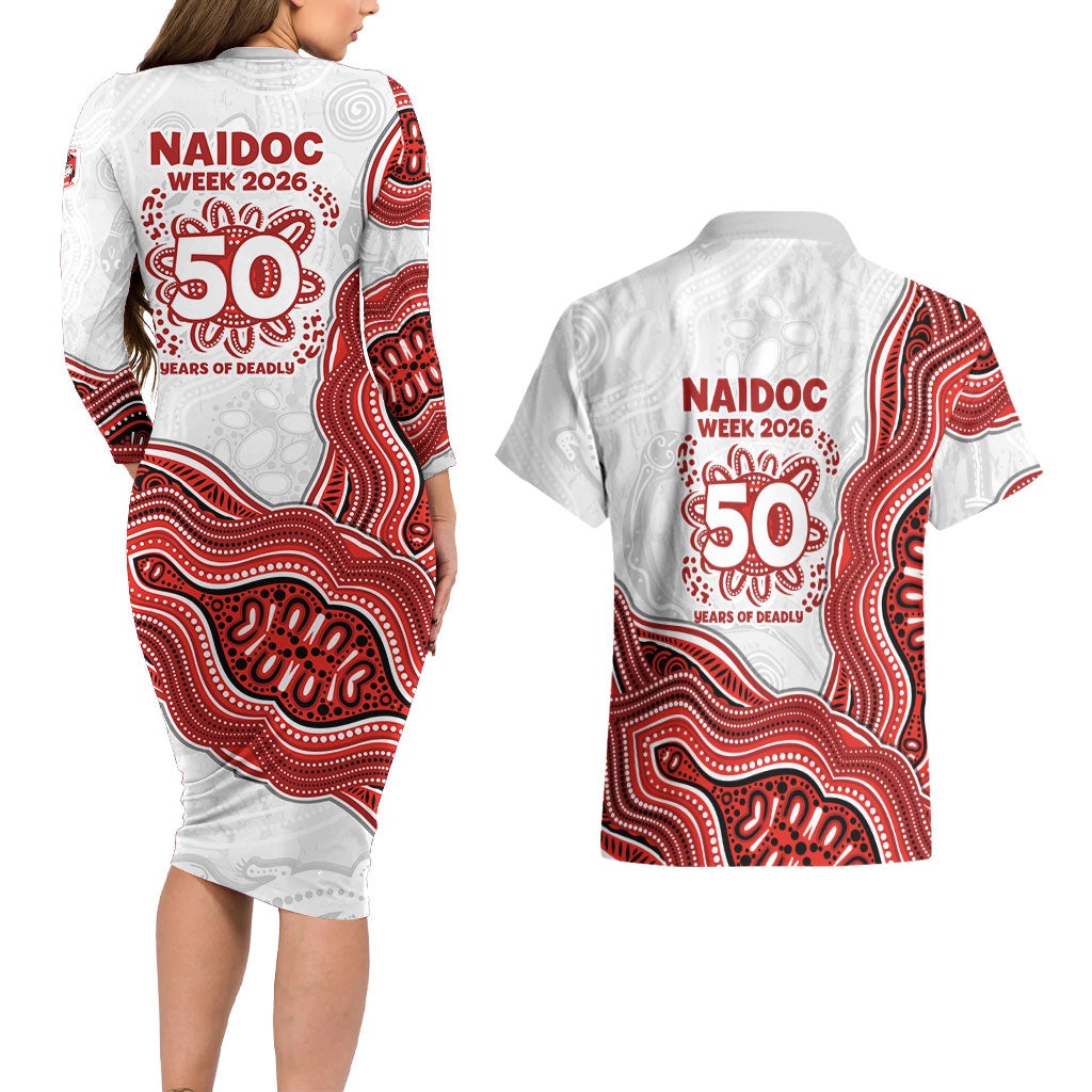 St. George Illawarra Dragons NAIDOC Week 2026 Couples Matching Long Sleeve Bodycon Dress and Hawaiian Shirt First Nations of Australia Aboriginal Mascot Rugby