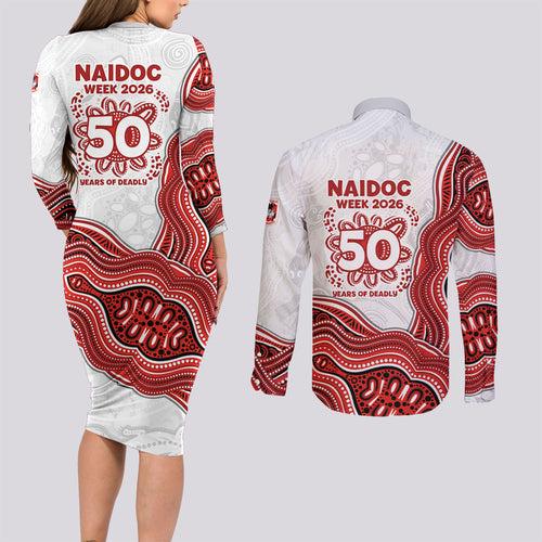 St. George Illawarra Dragons NAIDOC Week 2026 Couples Matching Long Sleeve Bodycon Dress and Long Sleeve Button Shirt First Nations of Australia Aboriginal Mascot Rugby