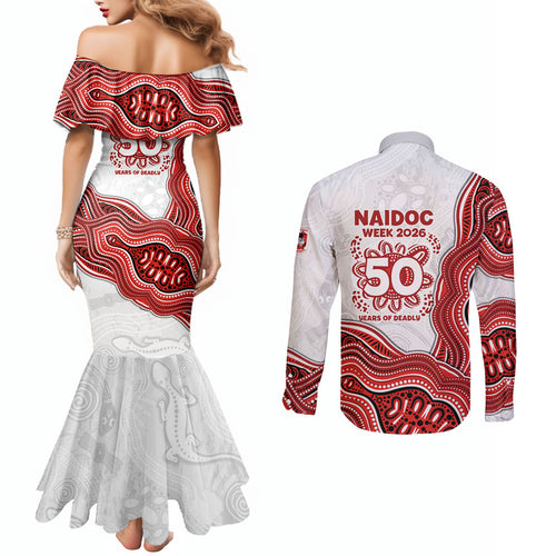 St. George Illawarra Dragons NAIDOC Week 2026 Couples Matching Mermaid Dress and Long Sleeve Button Shirt First Nations of Australia Aboriginal Mascot Rugby