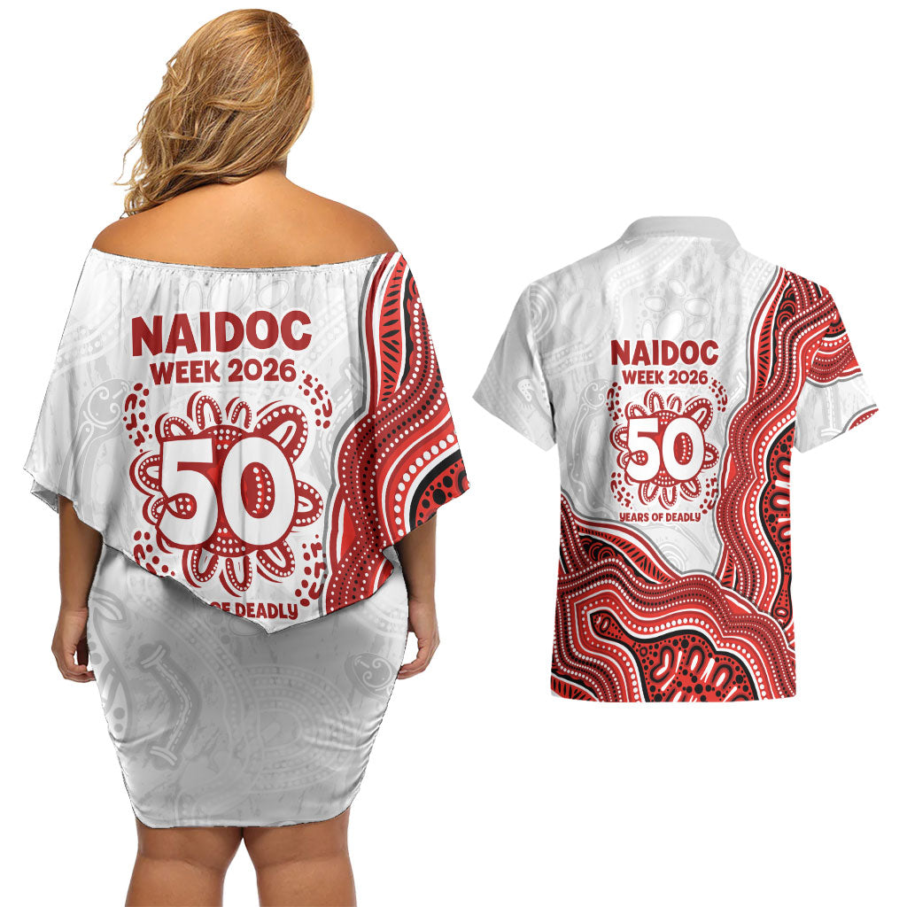 St. George Illawarra Dragons NAIDOC Week 2026 Couples Matching Off Shoulder Short Dress and Hawaiian Shirt First Nations of Australia Aboriginal Mascot Rugby
