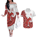 St. George Illawarra Dragons NAIDOC Week 2026 Couples Matching Off The Shoulder Long Sleeve Dress and Hawaiian Shirt First Nations of Australia Aboriginal Mascot Rugby