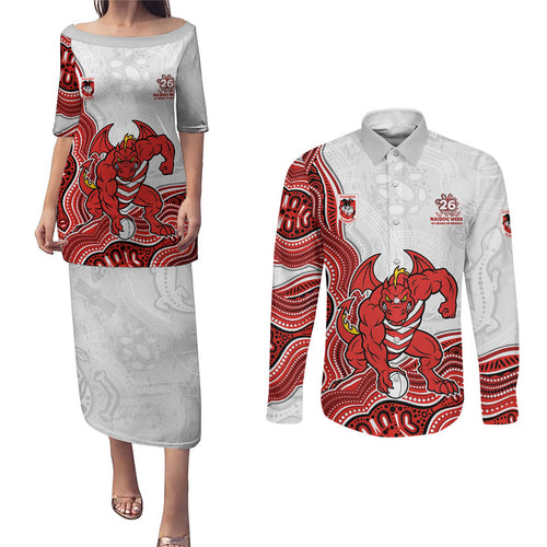 St. George Illawarra Dragons NAIDOC Week 2026 Couples Matching Puletasi and Long Sleeve Button Shirt First Nations of Australia Aboriginal Mascot Rugby