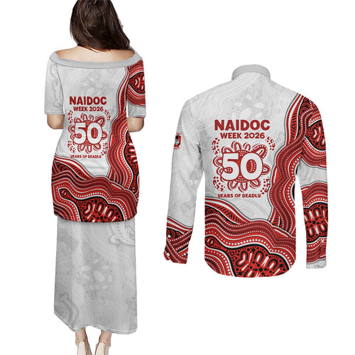 St. George Illawarra Dragons NAIDOC Week 2026 Couples Matching Puletasi and Long Sleeve Button Shirt First Nations of Australia Aboriginal Mascot Rugby