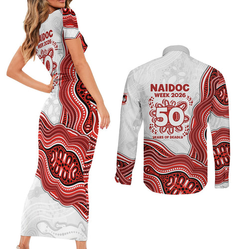 St. George Illawarra Dragons NAIDOC Week 2026 Couples Matching Short Sleeve Bodycon Dress and Long Sleeve Button Shirt First Nations of Australia Aboriginal Mascot Rugby