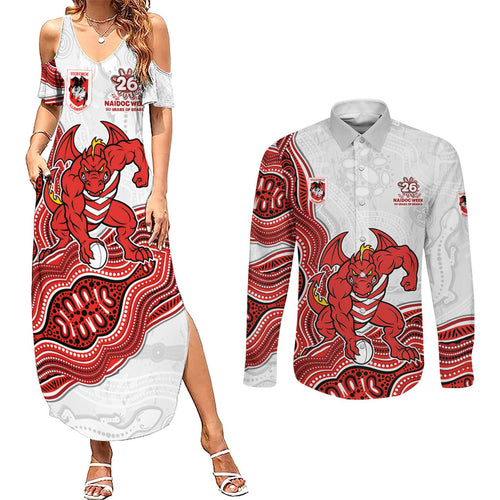 St. George Illawarra Dragons NAIDOC Week 2026 Couples Matching Summer Maxi Dress and Long Sleeve Button Shirt First Nations of Australia Aboriginal Mascot Rugby