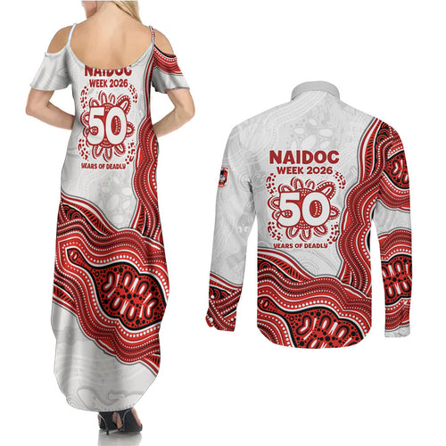 St. George Illawarra Dragons NAIDOC Week 2026 Couples Matching Summer Maxi Dress and Long Sleeve Button Shirt First Nations of Australia Aboriginal Mascot Rugby