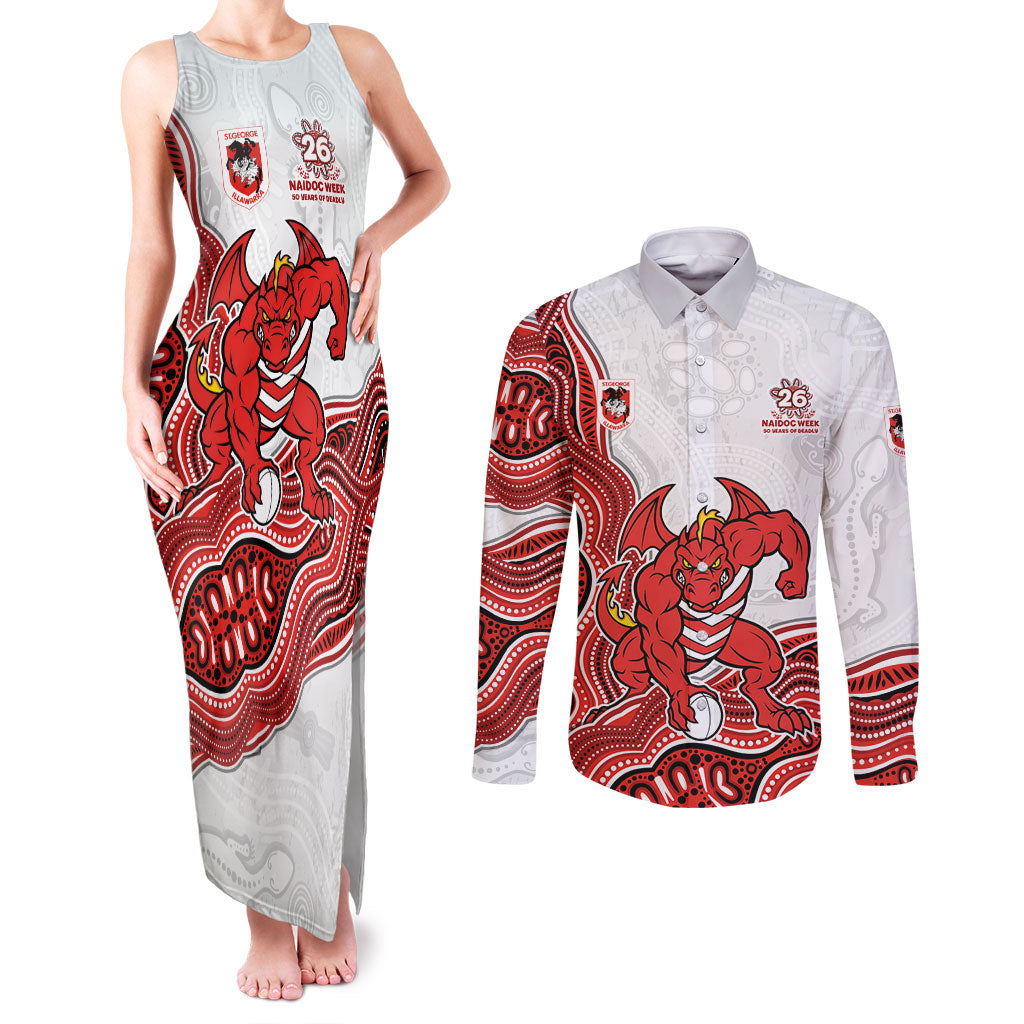 St. George Illawarra Dragons NAIDOC Week 2026 Couples Matching Tank Maxi Dress and Long Sleeve Button Shirt First Nations of Australia Aboriginal Mascot Rugby