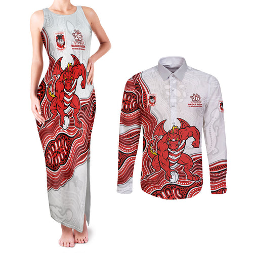 St. George Illawarra Dragons NAIDOC Week 2026 Couples Matching Tank Maxi Dress and Long Sleeve Button Shirt First Nations of Australia Aboriginal Mascot Rugby