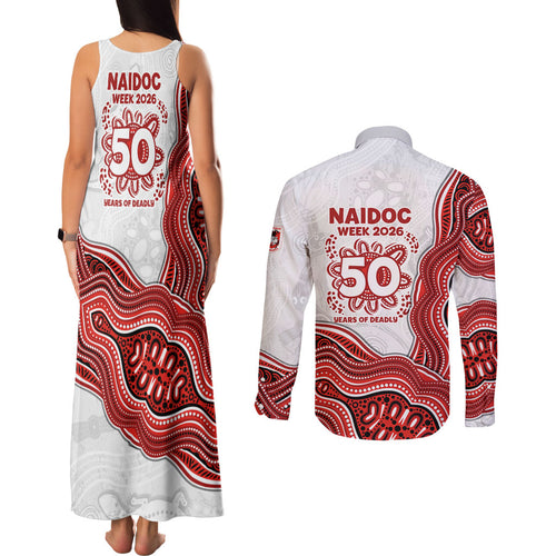 St. George Illawarra Dragons NAIDOC Week 2026 Couples Matching Tank Maxi Dress and Long Sleeve Button Shirt First Nations of Australia Aboriginal Mascot Rugby