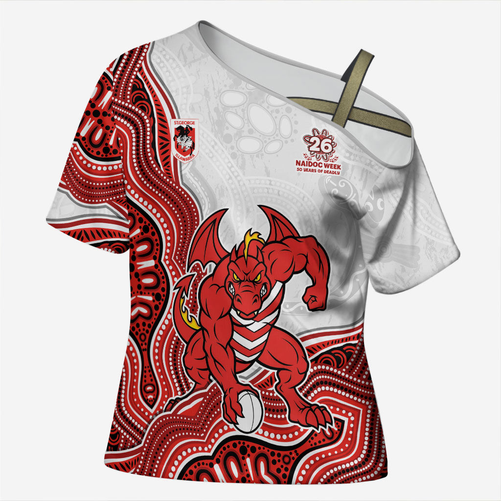 St. George Illawarra Dragons NAIDOC Week 2026 Cross Shoulder Shirt First Nations of Australia Aboriginal Mascot Rugby