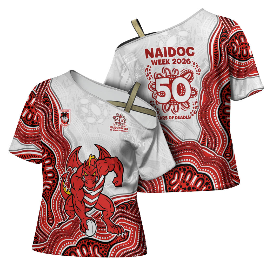 St. George Illawarra Dragons NAIDOC Week 2026 Cross Shoulder Shirt First Nations of Australia Aboriginal Mascot Rugby