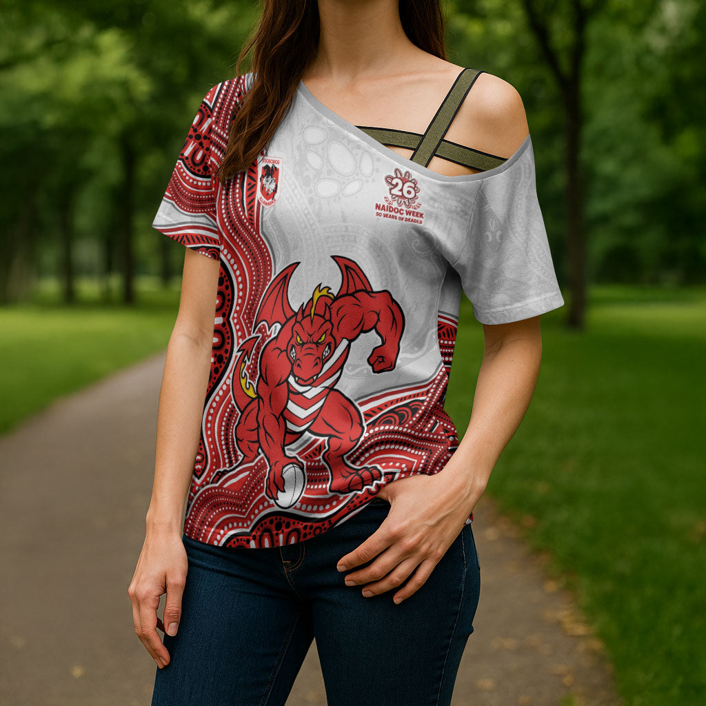 St. George Illawarra Dragons NAIDOC Week 2026 Cross Shoulder Shirt First Nations of Australia Aboriginal Mascot Rugby