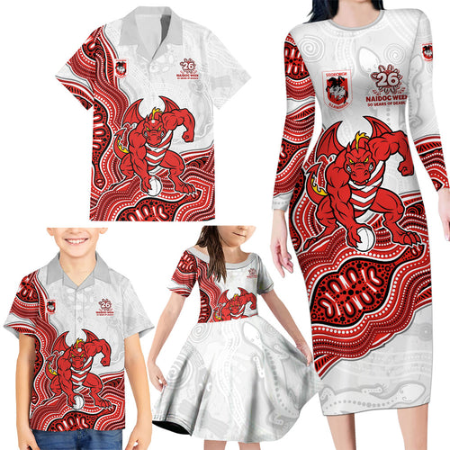 St. George Illawarra Dragons NAIDOC Week 2026 Family Matching Long Sleeve Bodycon Dress and Hawaiian Shirt First Nations of Australia Aboriginal Mascot Rugby