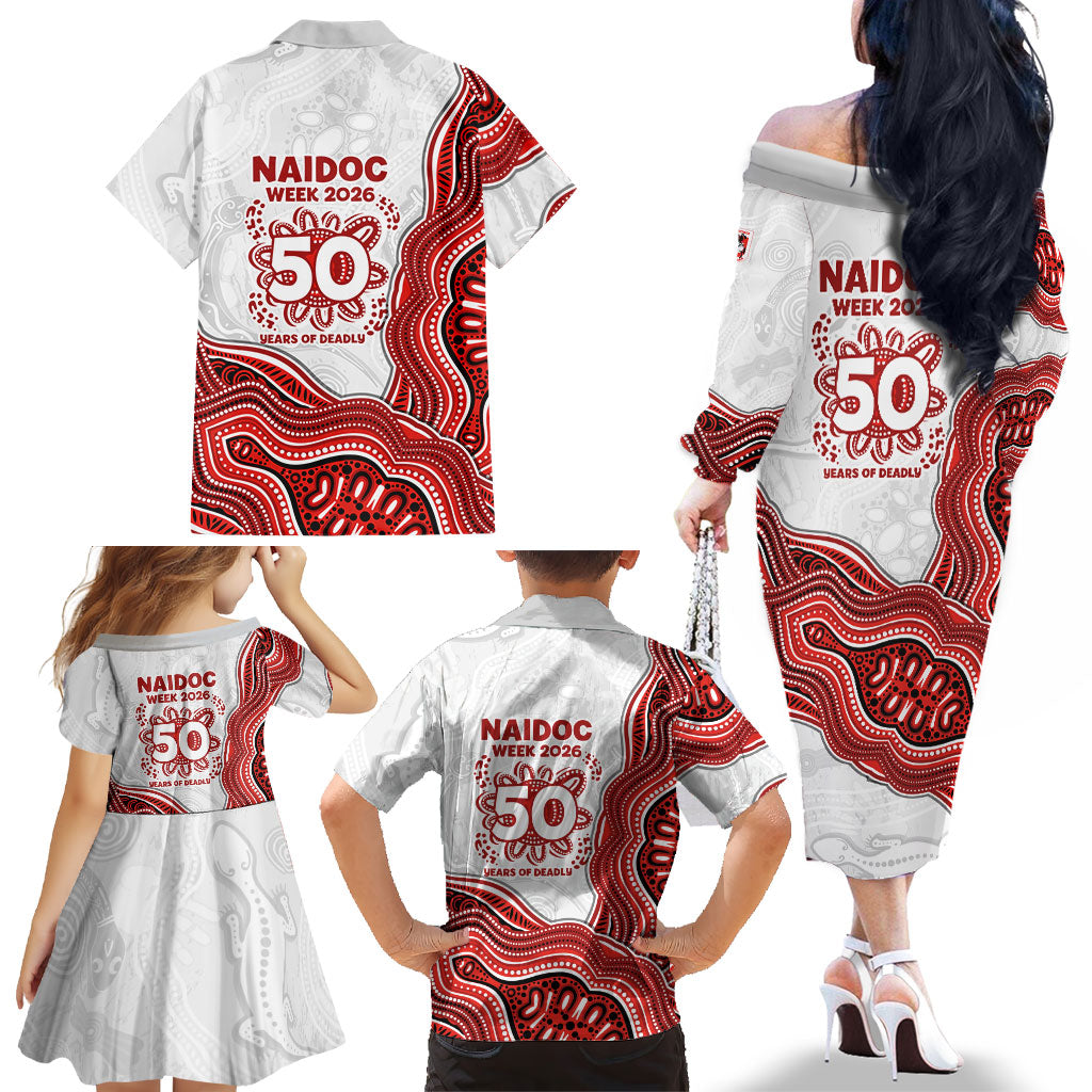 St. George Illawarra Dragons NAIDOC Week 2026 Family Matching Off The Shoulder Long Sleeve Dress and Hawaiian Shirt First Nations of Australia Aboriginal Mascot Rugby
