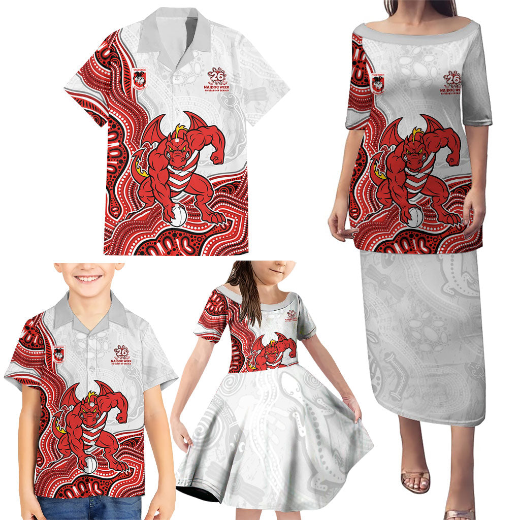 St. George Illawarra Dragons NAIDOC Week 2026 Family Matching Puletasi and Hawaiian Shirt First Nations of Australia Aboriginal Mascot Rugby