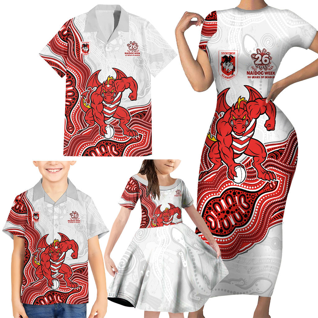 St. George Illawarra Dragons NAIDOC Week 2026 Family Matching Short Sleeve Bodycon Dress and Hawaiian Shirt First Nations of Australia Aboriginal Mascot Rugby