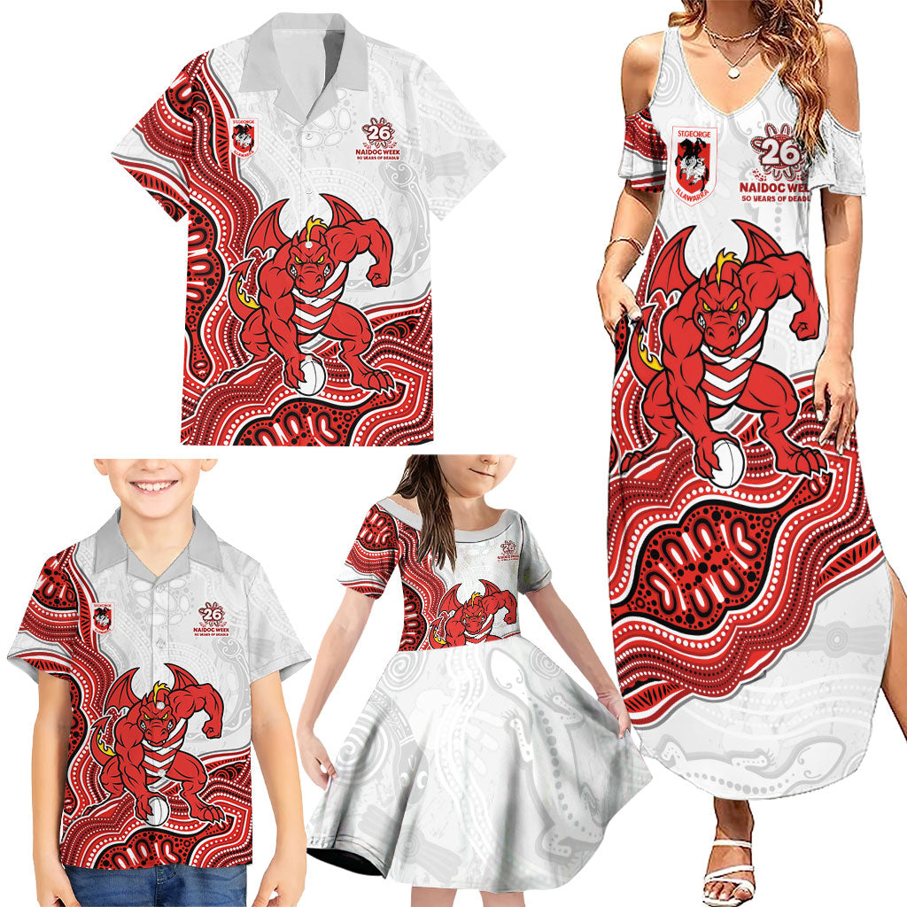 St. George Illawarra Dragons NAIDOC Week 2026 Family Matching Summer Maxi Dress and Hawaiian Shirt First Nations of Australia Aboriginal Mascot Rugby