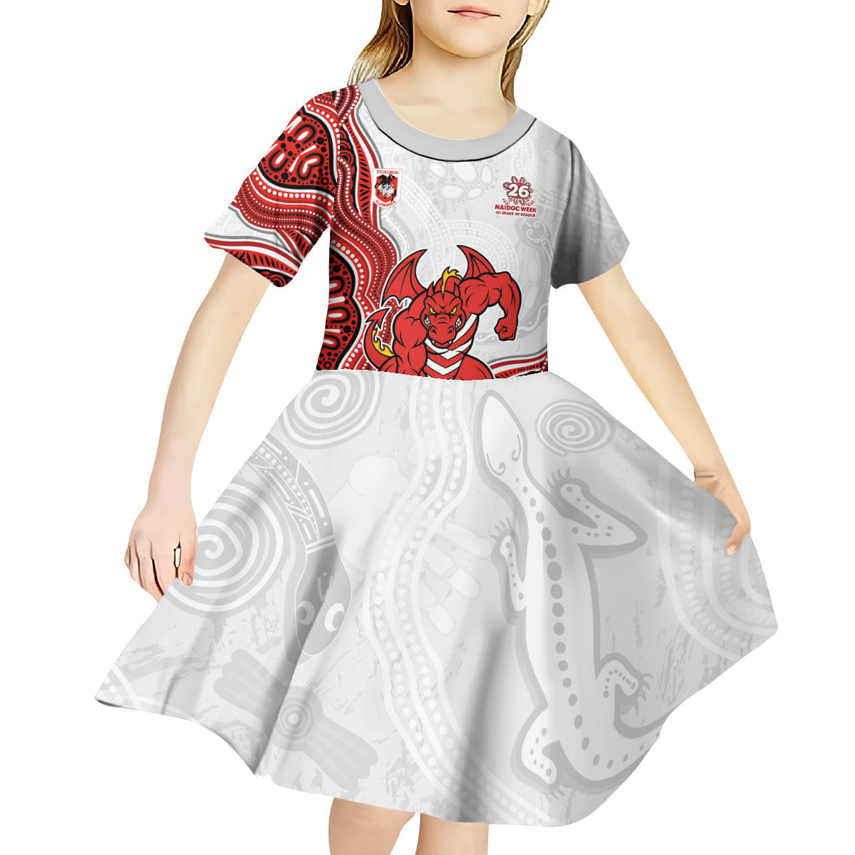 St. George Illawarra Dragons NAIDOC Week 2026 Kid Short Sleeve Dress First Nations of Australia Aboriginal Mascot Rugby