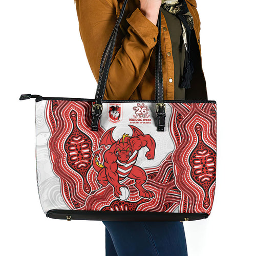 St. George Illawarra Dragons NAIDOC Week 2026 Leather Tote Bag First Nations of Australia Aboriginal Mascot Rugby