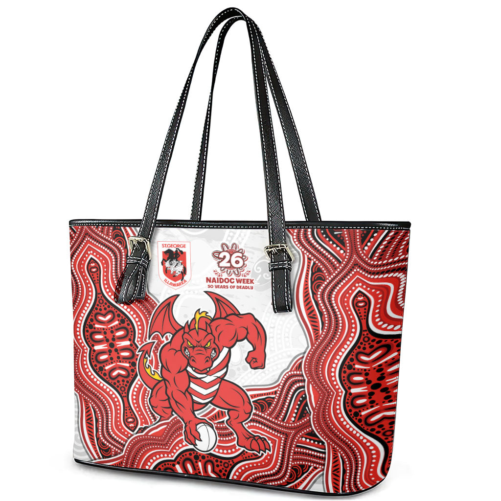St. George Illawarra Dragons NAIDOC Week 2026 Leather Tote Bag First Nations of Australia Aboriginal Mascot Rugby