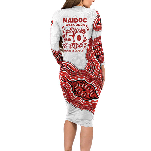 St. George Illawarra Dragons NAIDOC Week 2026 Long Sleeve Bodycon Dress First Nations of Australia Aboriginal Mascot Rugby