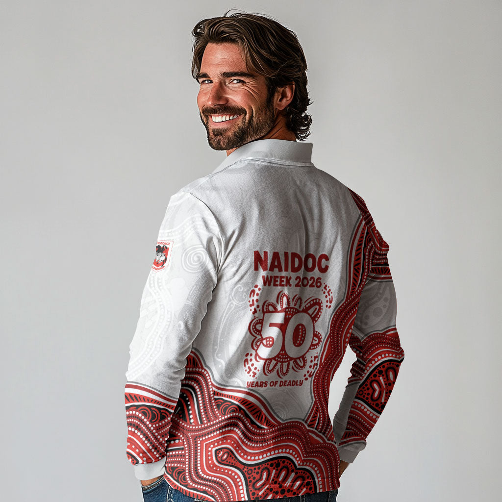 St. George Illawarra Dragons NAIDOC Week 2026 Long Sleeve Polo Shirt First Nations of Australia Aboriginal Mascot Rugby